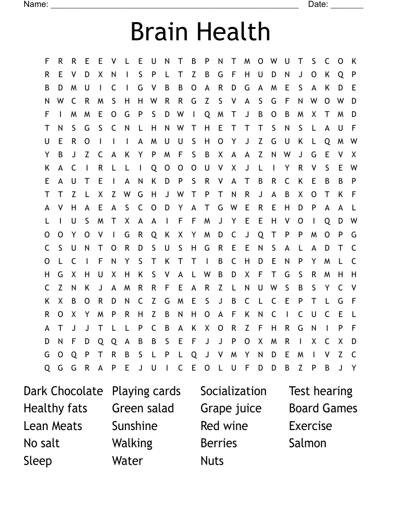 Brain Health Word Search