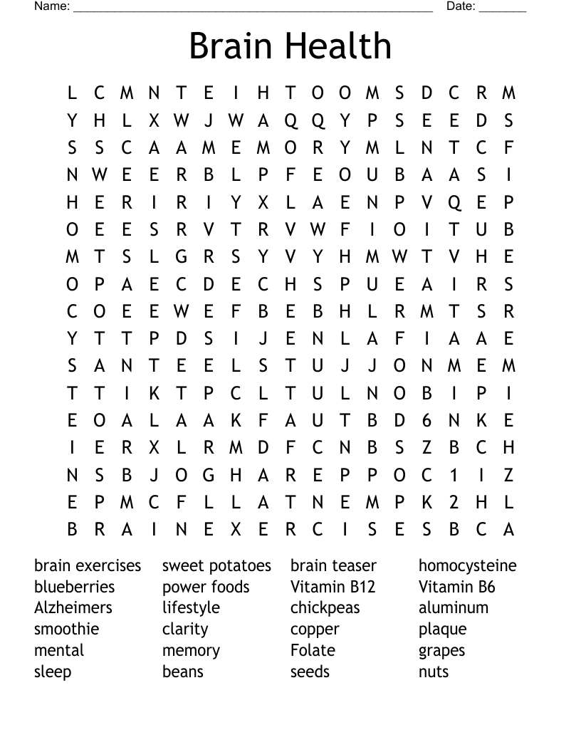 Brain Health Word Search