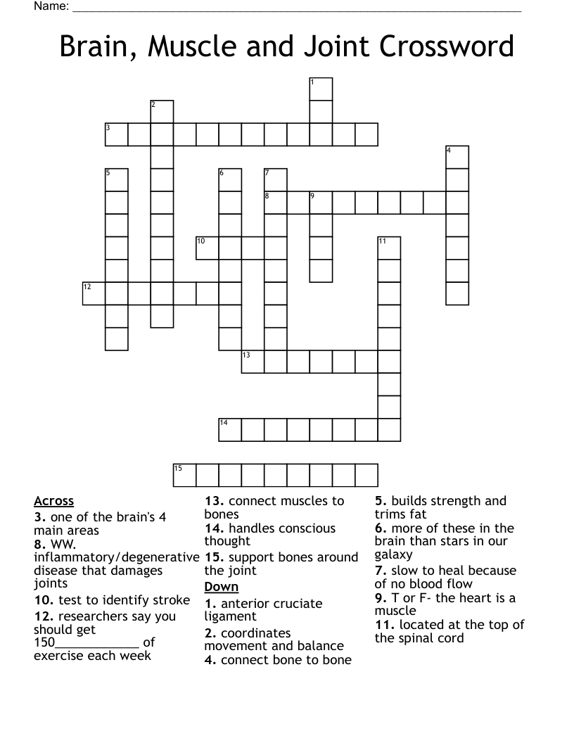 Brain, Muscle and Joint Crossword
