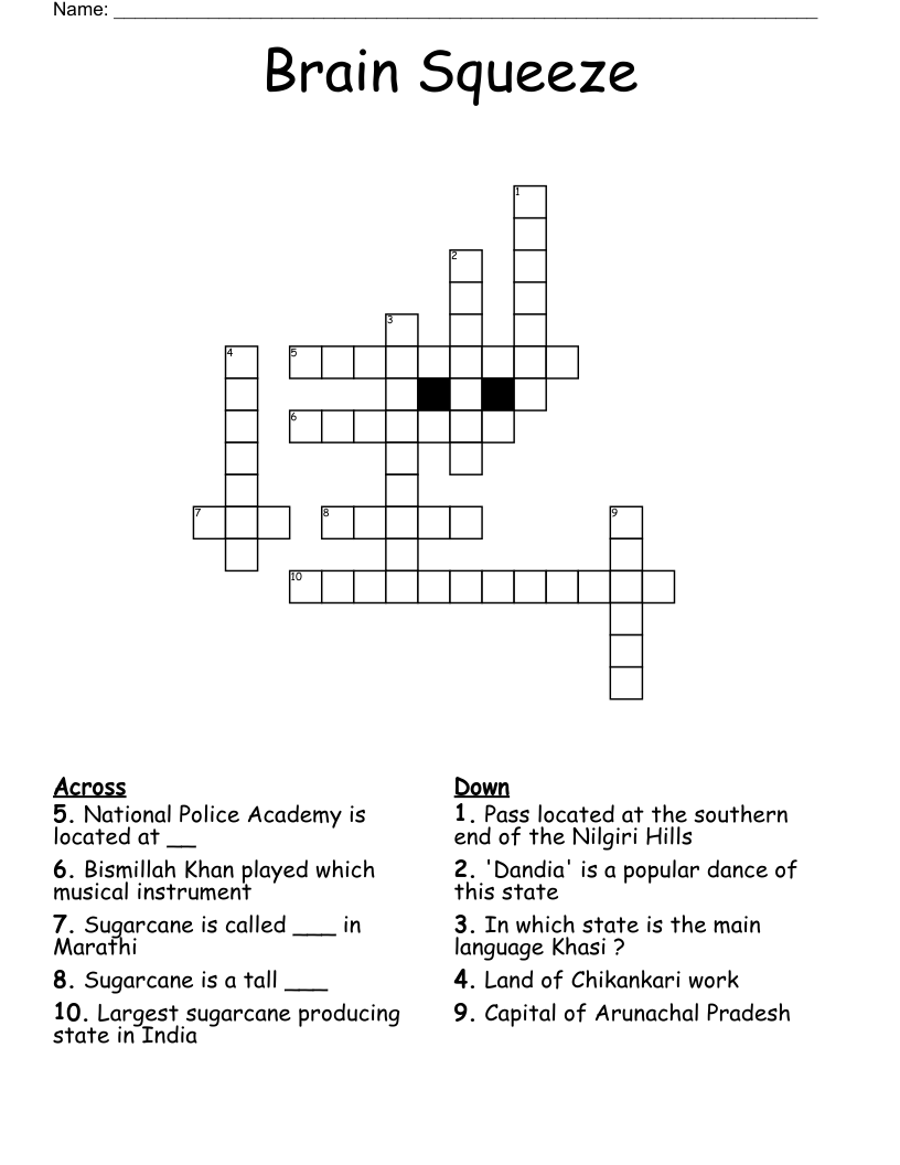 Brain Squeeze Crossword