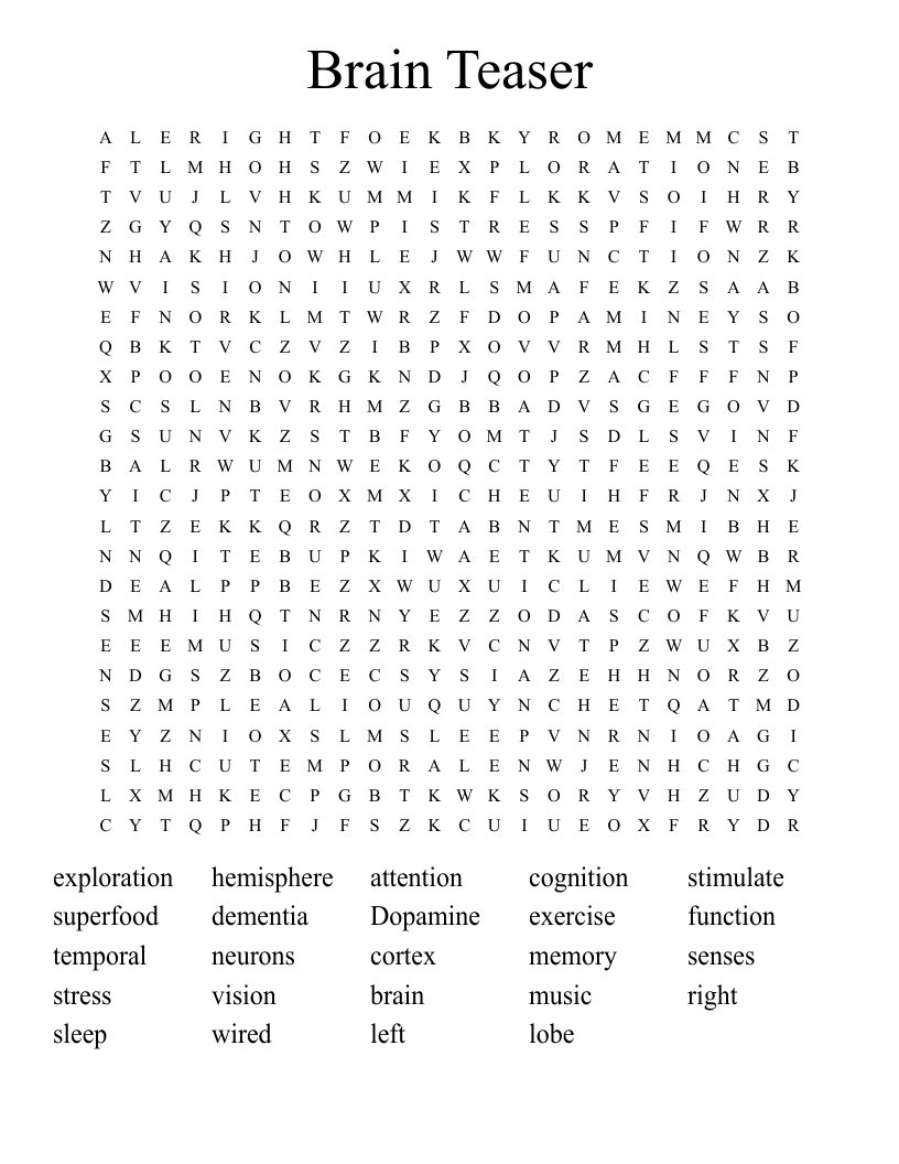 Brain Teaser Word Search