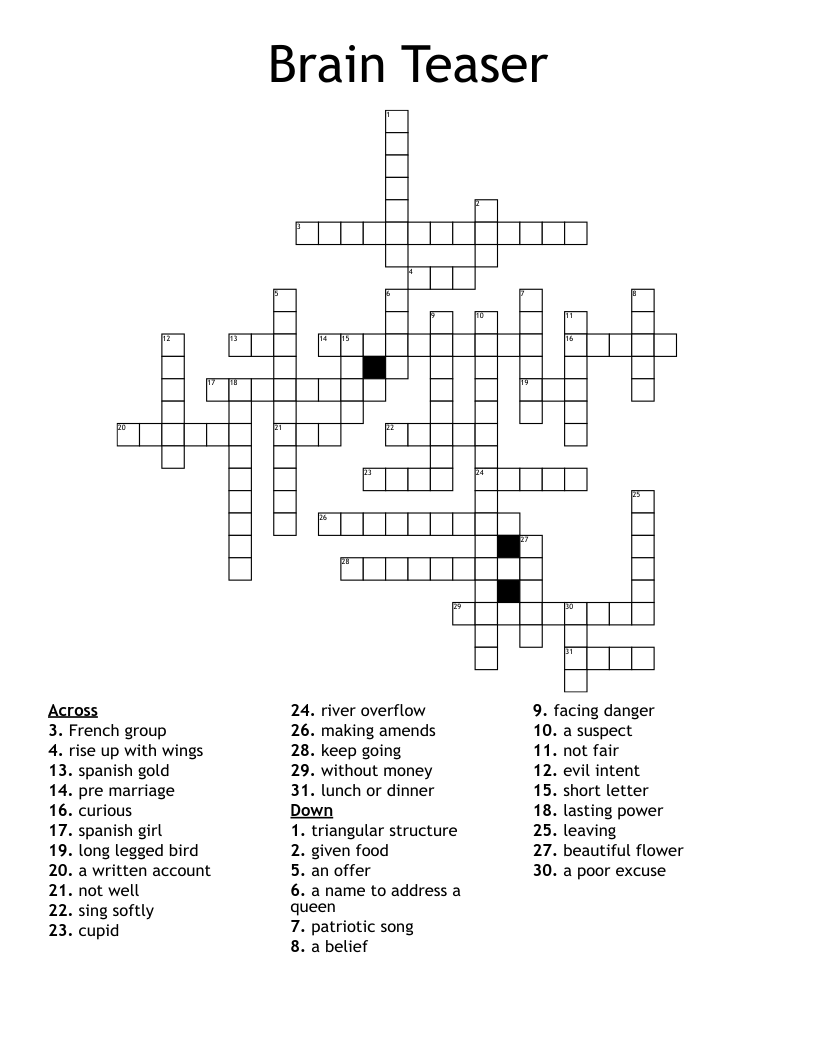Brain Teaser Crossword