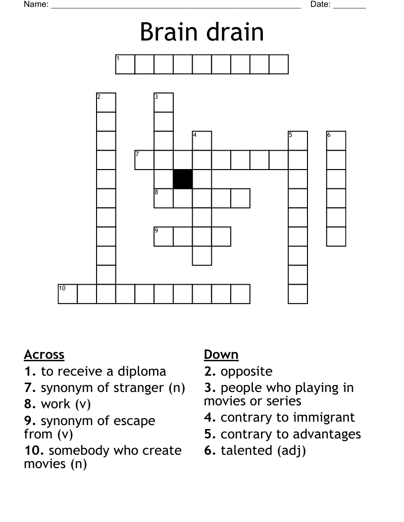 Brain drain Crossword