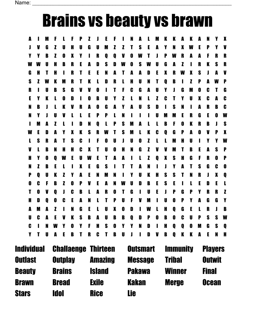 Brains vs beauty vs brawn