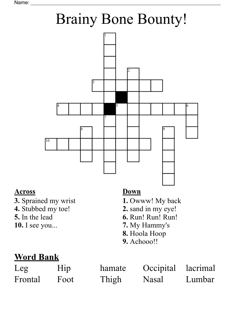Brainy Bone Bounty! Crossword