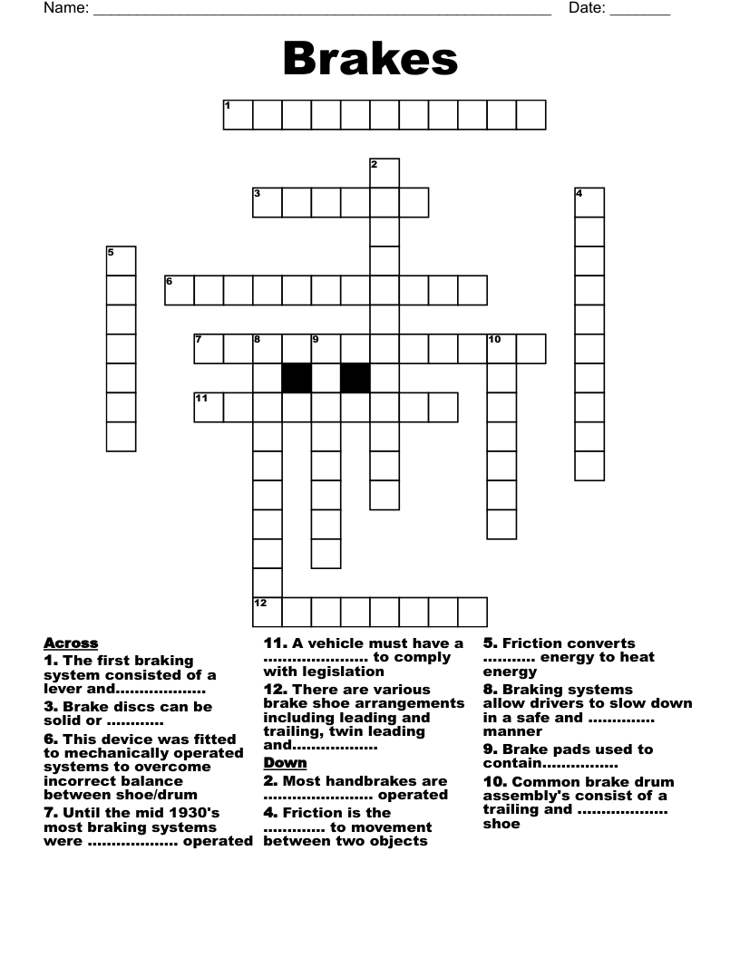 Brakes Crossword