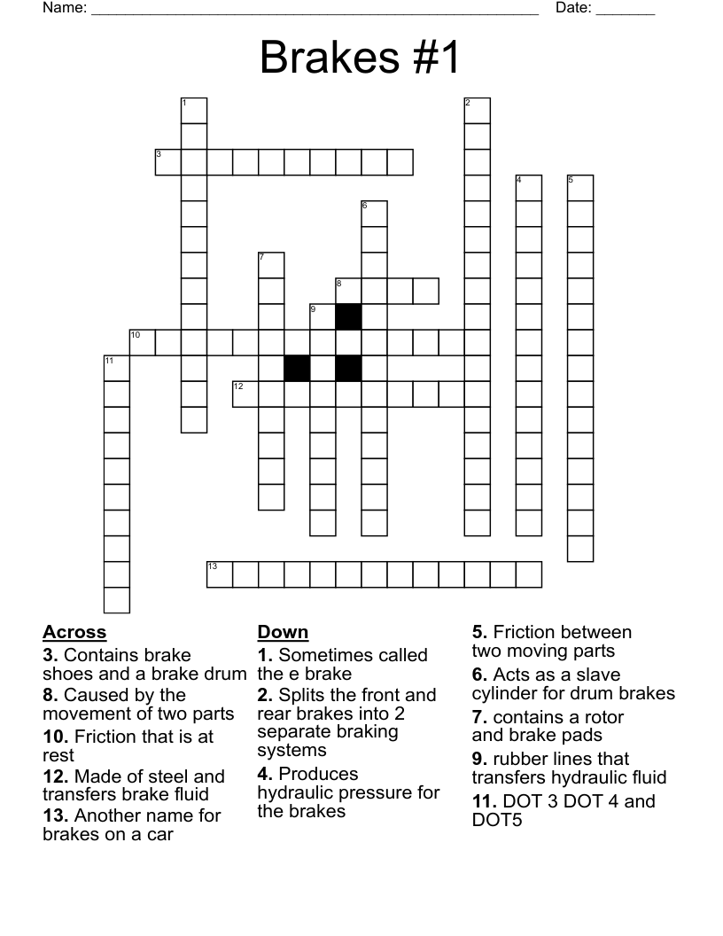 Brakes #1 Crossword