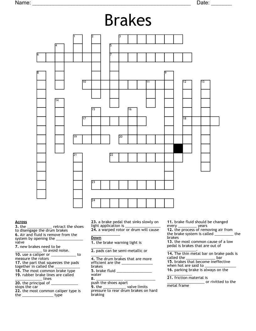 Brakes Crossword