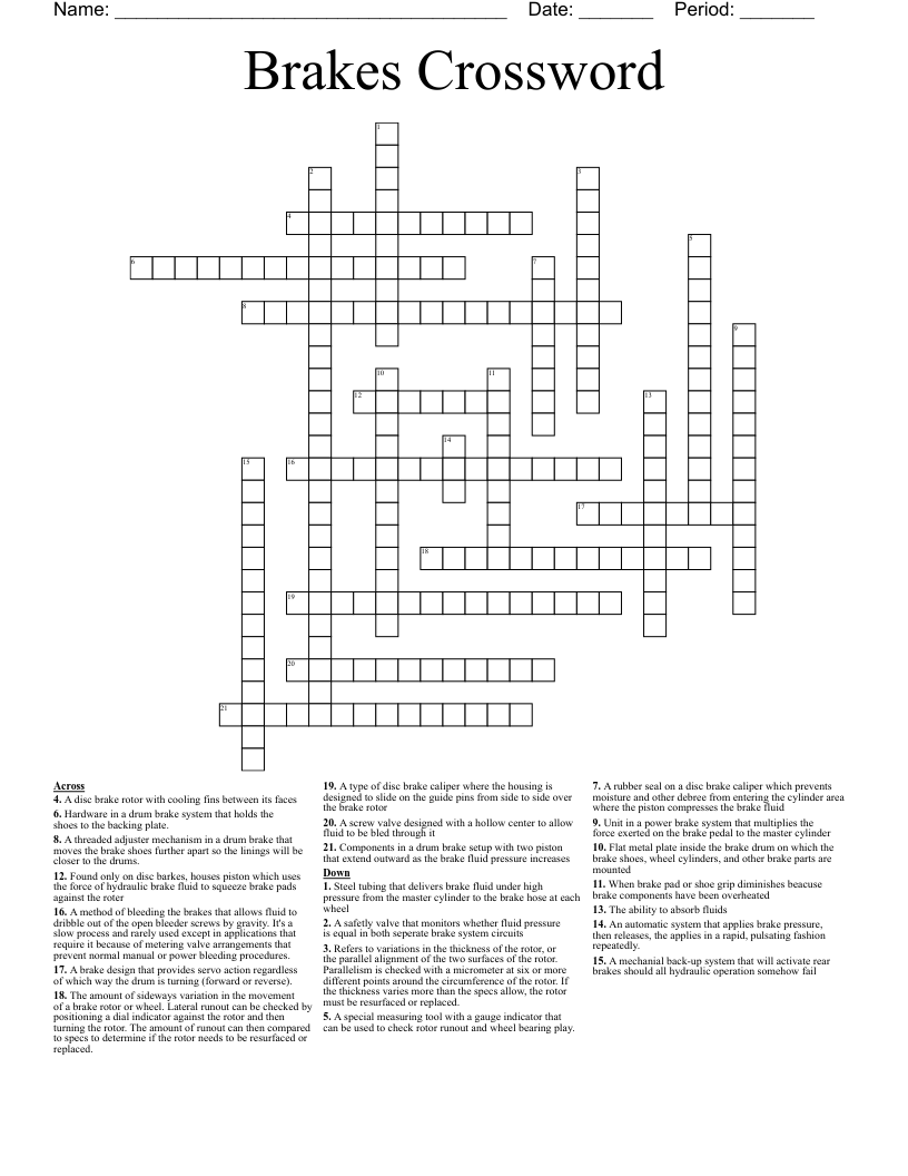 Brakes Crossword