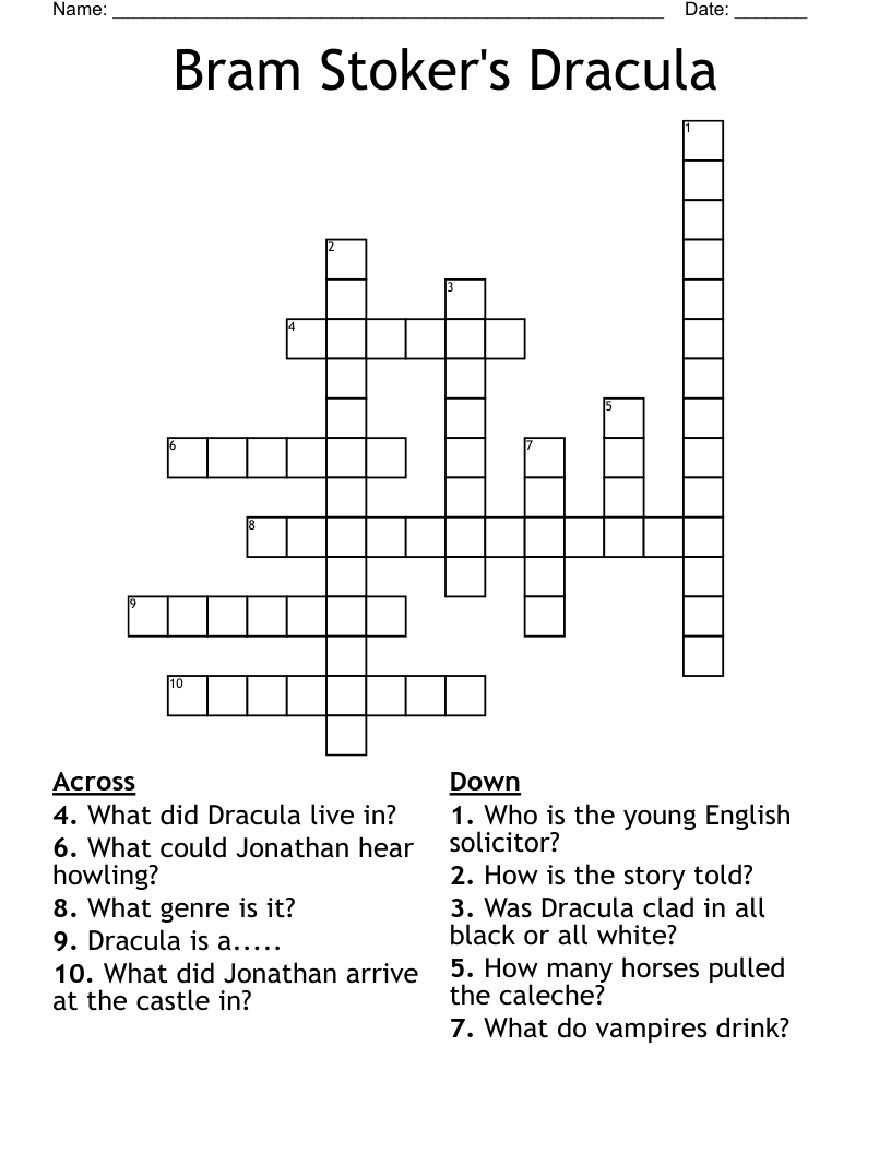 Bram Stoker's Dracula Crossword