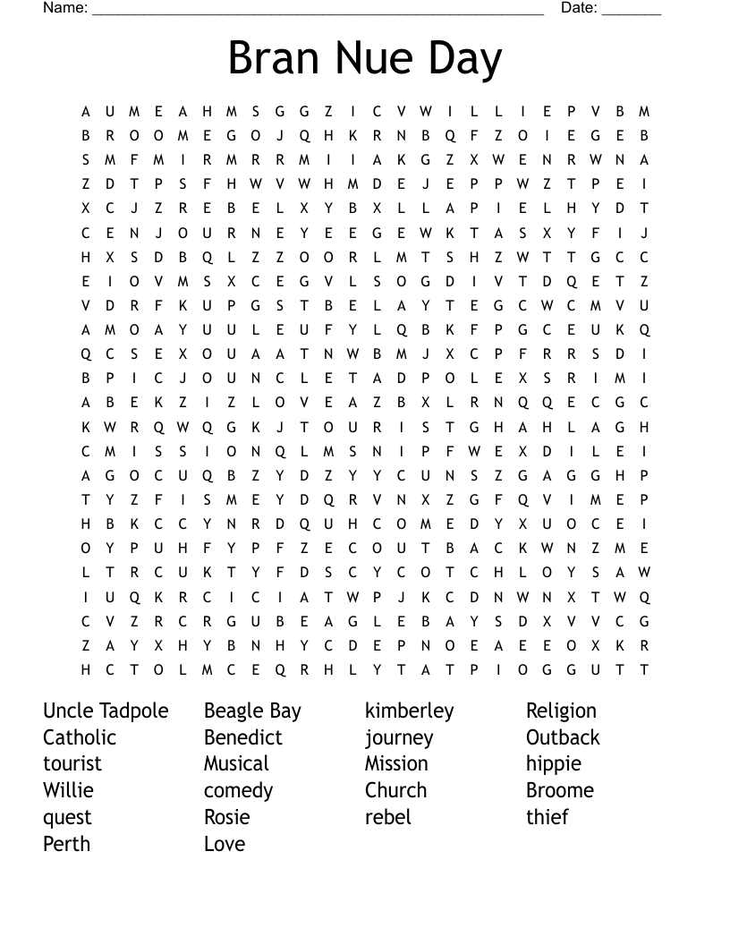 Bran Nue Day  Word Search