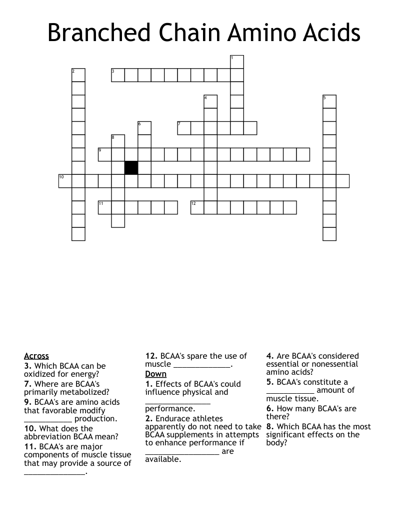 Branched Chain Amino Acids  Crossword