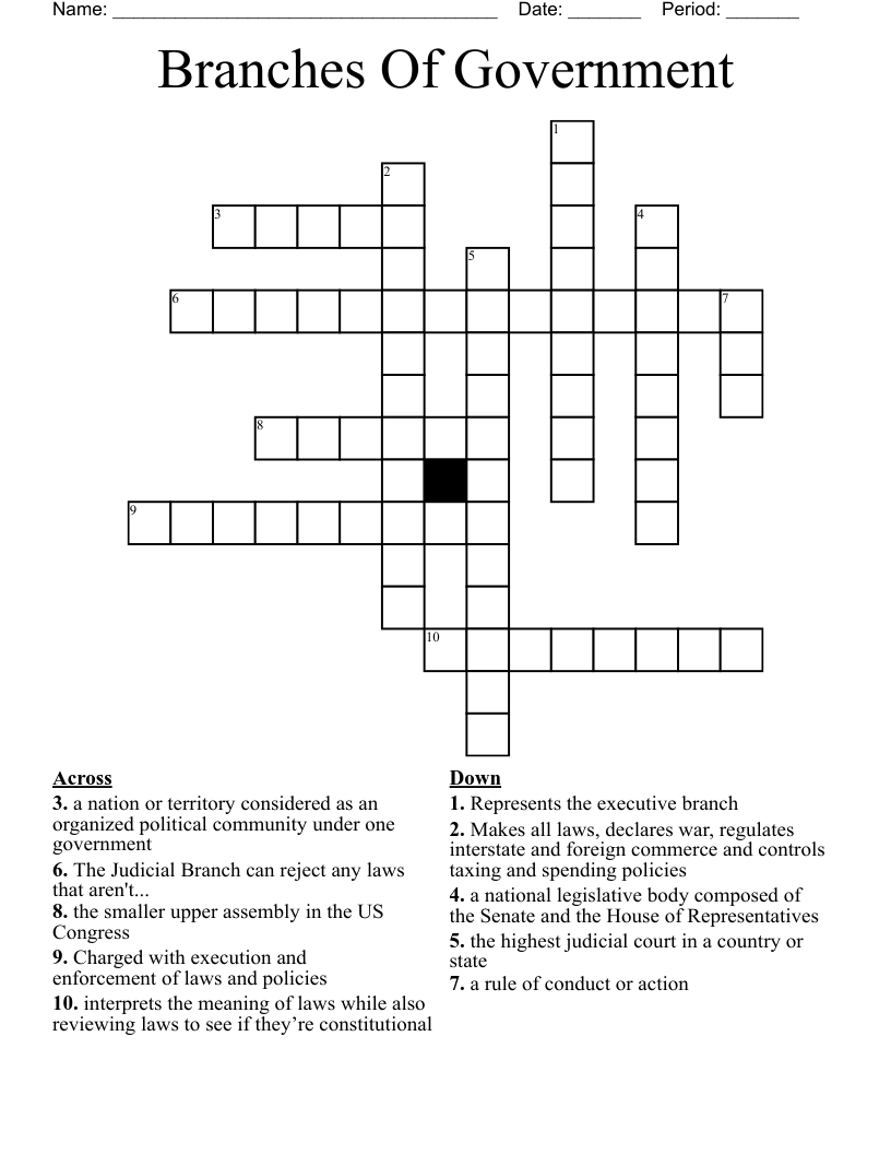Branches Of Government Crossword