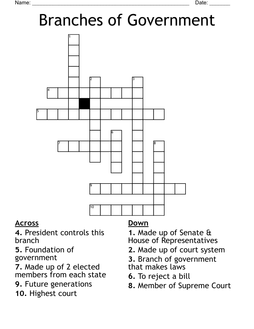 Branches of Government Crossword