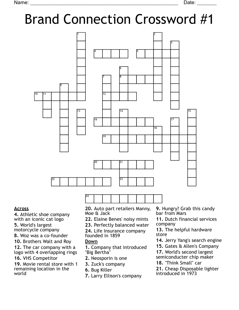 Brand Connection Crossword #1