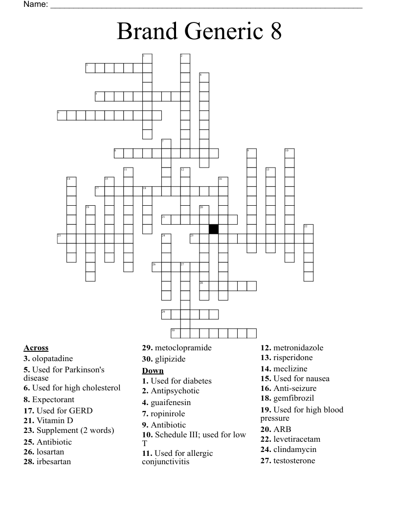 Brand Generic 8 Crossword