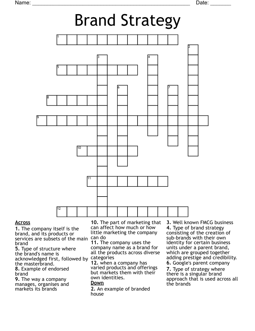 Brand Strategy Crossword