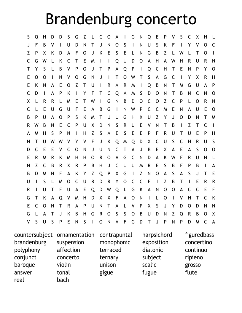 Brandenburg concerto Word Search