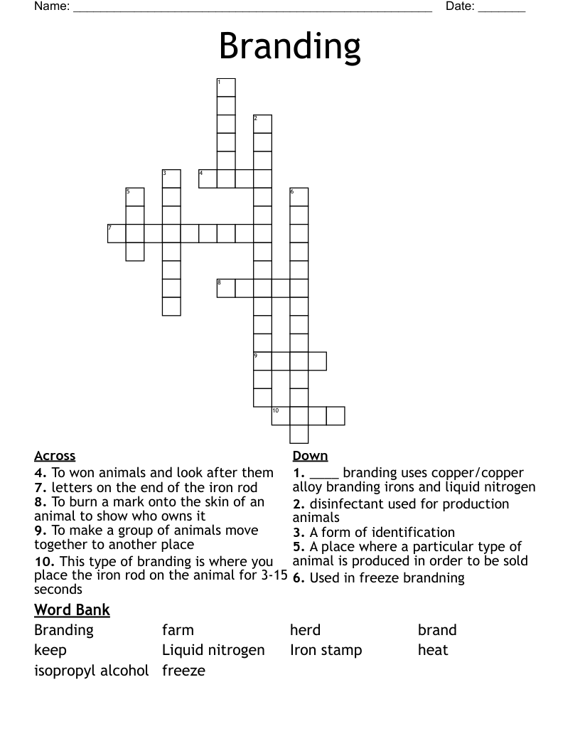 Branding Crossword