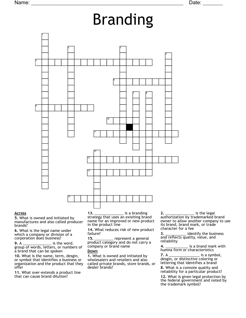 Branding  Crossword