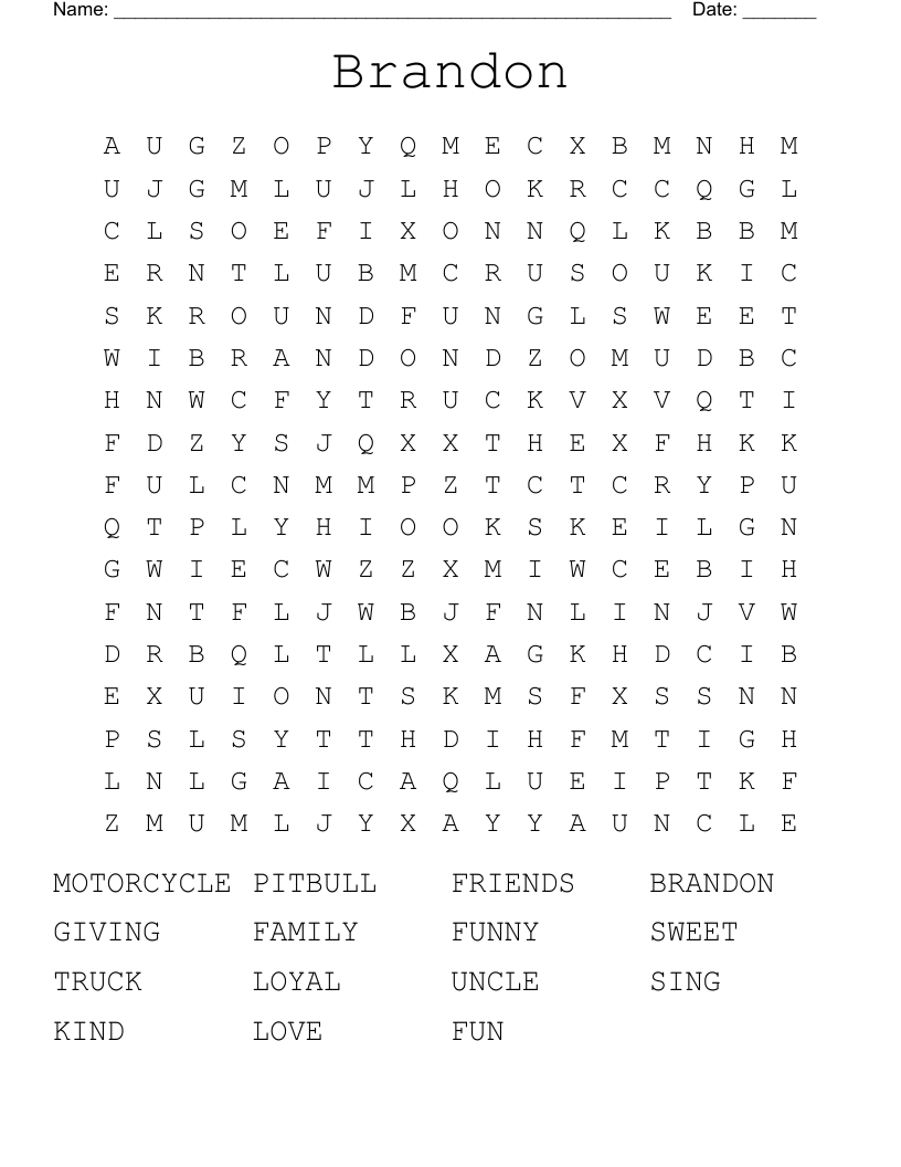 Brandon Word Search