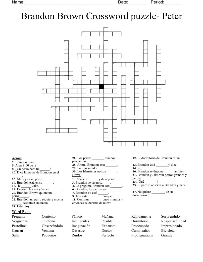 Brandon Brown Crossword puzzle- Peter
