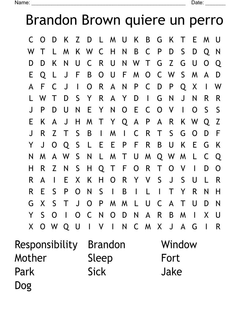 Brandon Brown quiere un perro Word Search