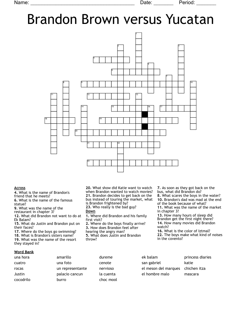Brandon Brown versus Yucatan  Crossword