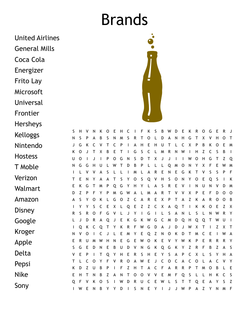 Brands Word Search