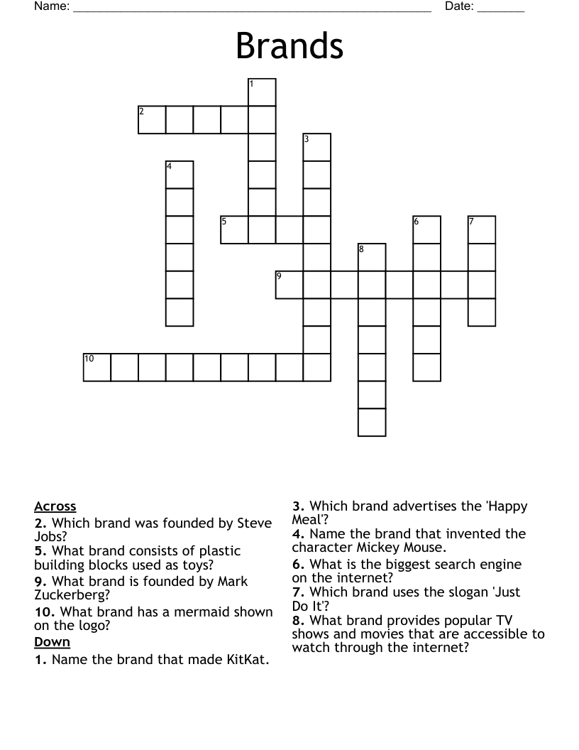 Brands Crossword