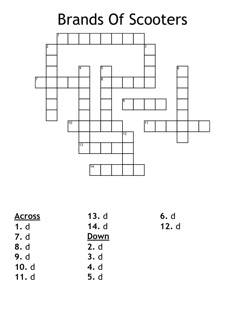 Brands Of Scooters Crossword
