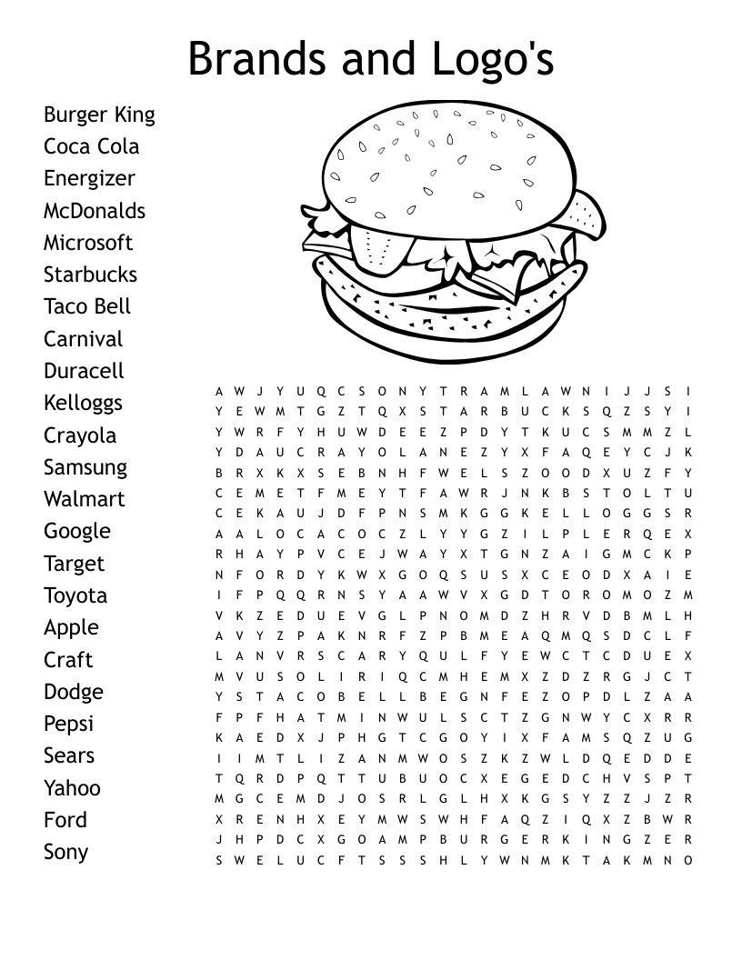 Brands and Logo's Word Search