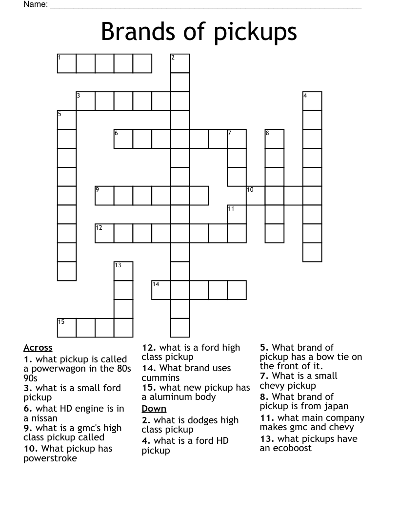 Brands of pickups Crossword