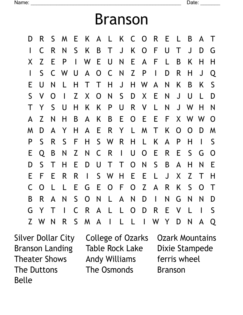 Branson Word Search