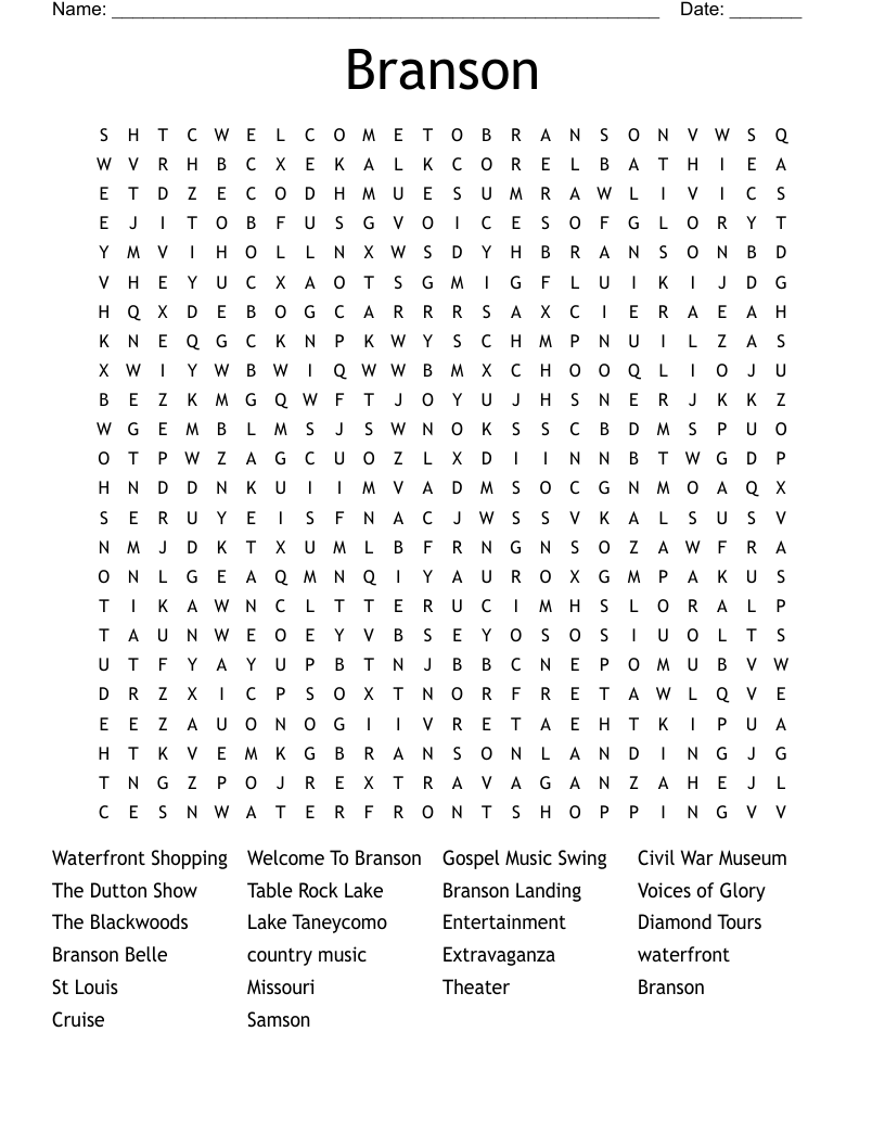Branson Word Search