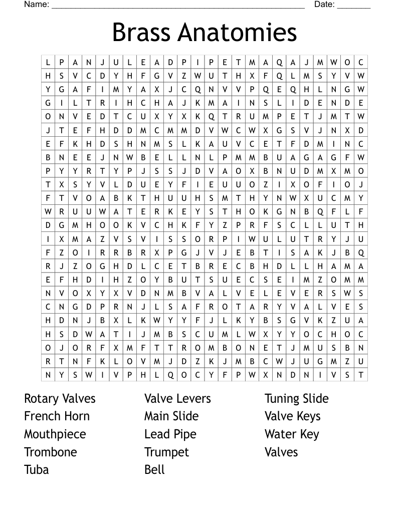 Brass Anatomies Word Search