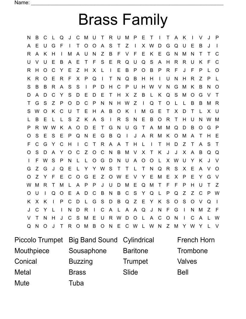 Brass Family Word Search