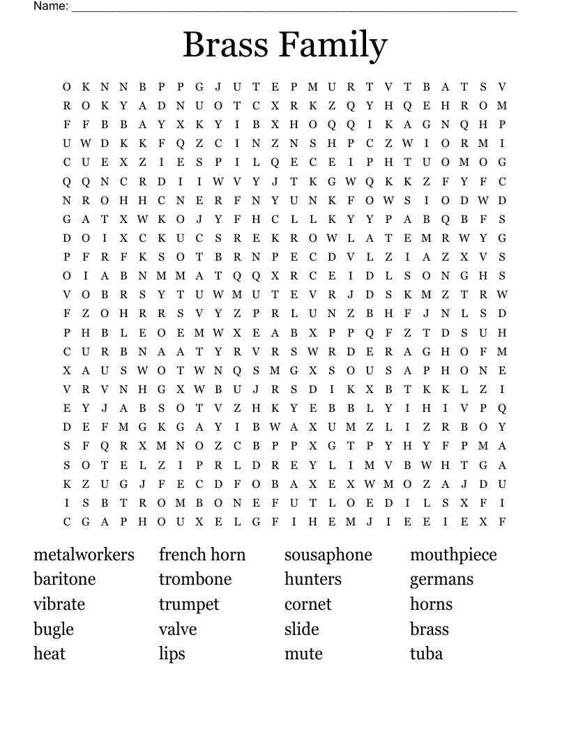 Brass Family Word Search