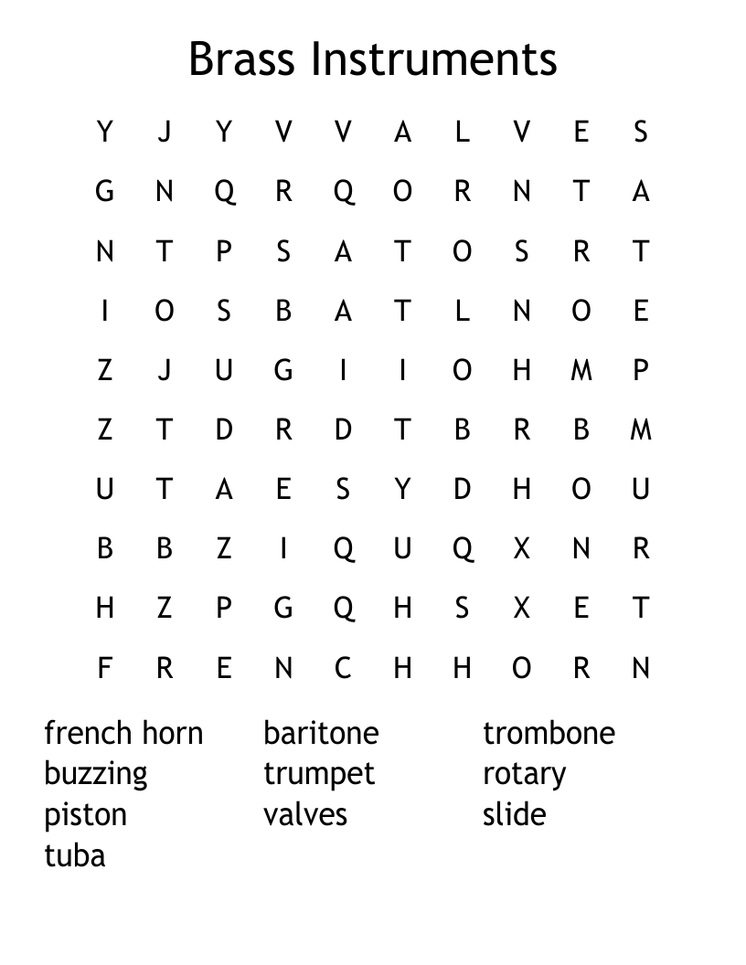 Brass Instruments Word Search