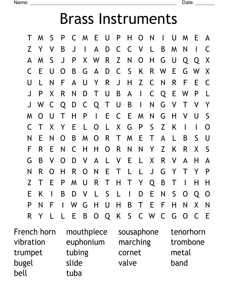 Brass Instruments Word Search