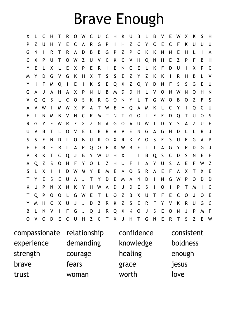 Brave Enough Word Search