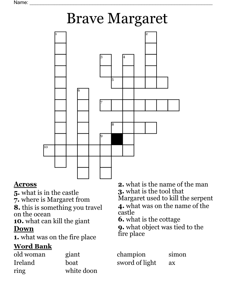 Brave Margaret  Crossword