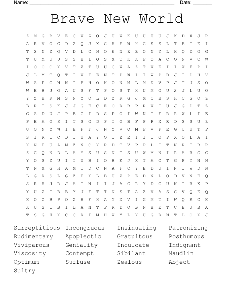 Brave New World Word Search
