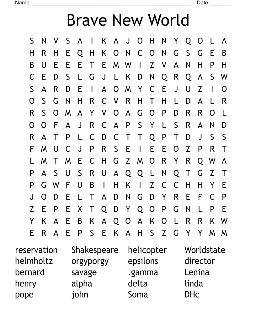 Brave New World Word Search