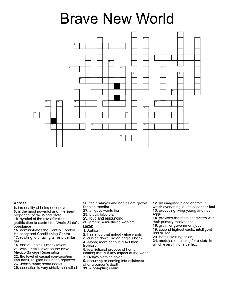 Brave New World Crossword