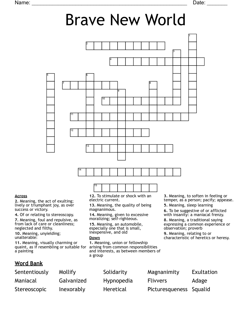 Brave New World Crossword