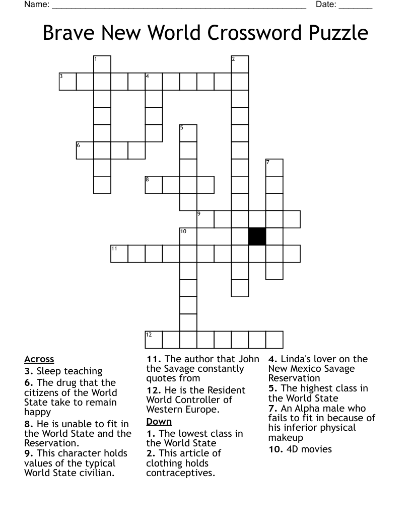 Brave New World Crossword Puzzle