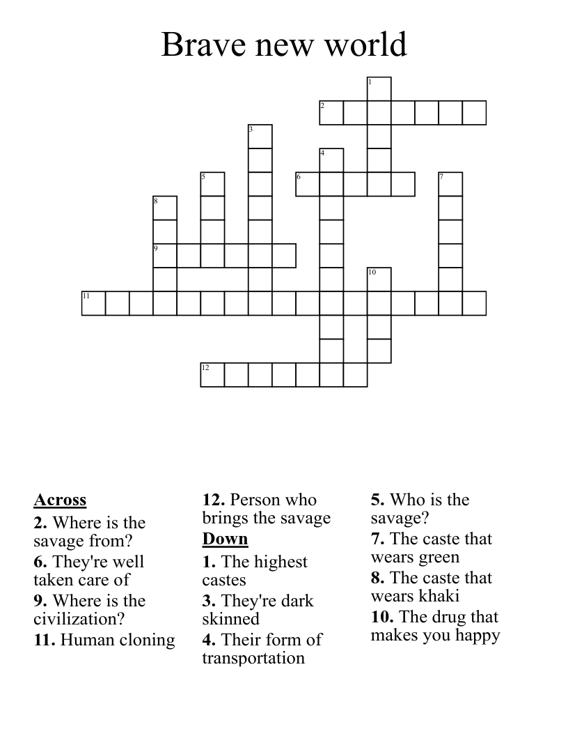 Brave new world Crossword