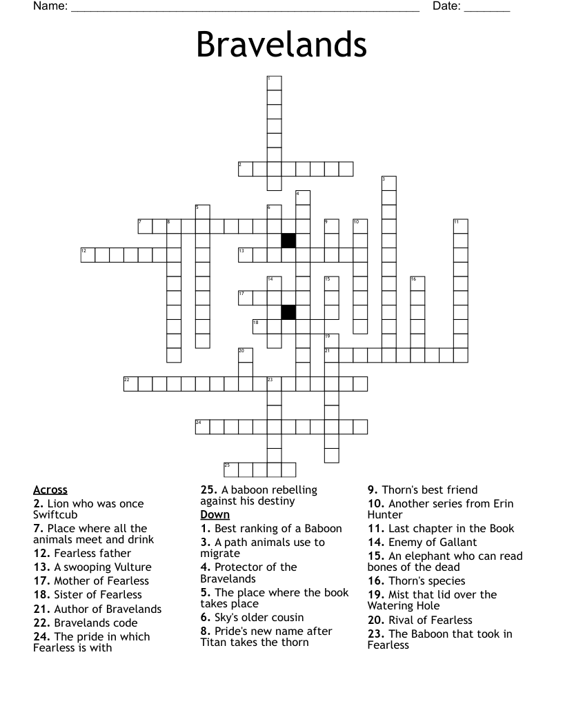 Bravelands Crossword