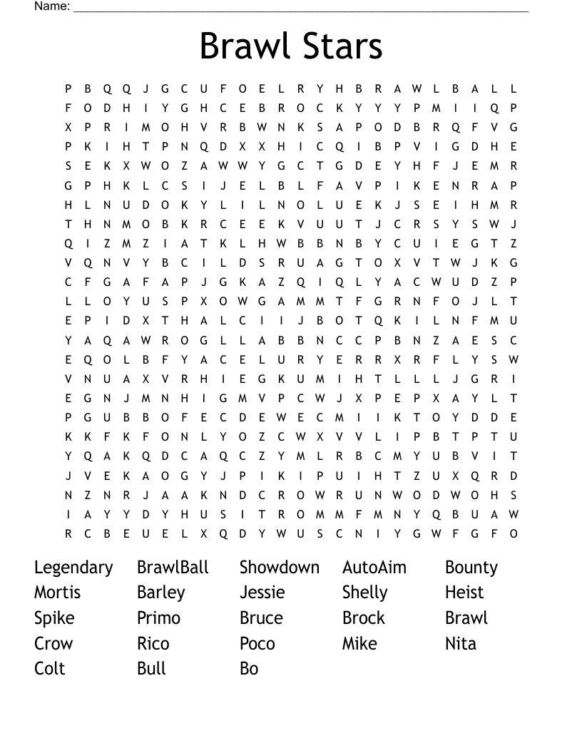 Brawl Stars Word Search